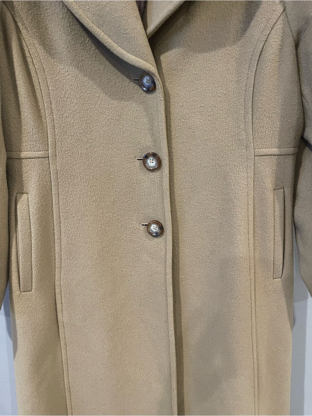 Michael Kors Camel Long Notch-Collar Wool Coat - Picture 3 of 10